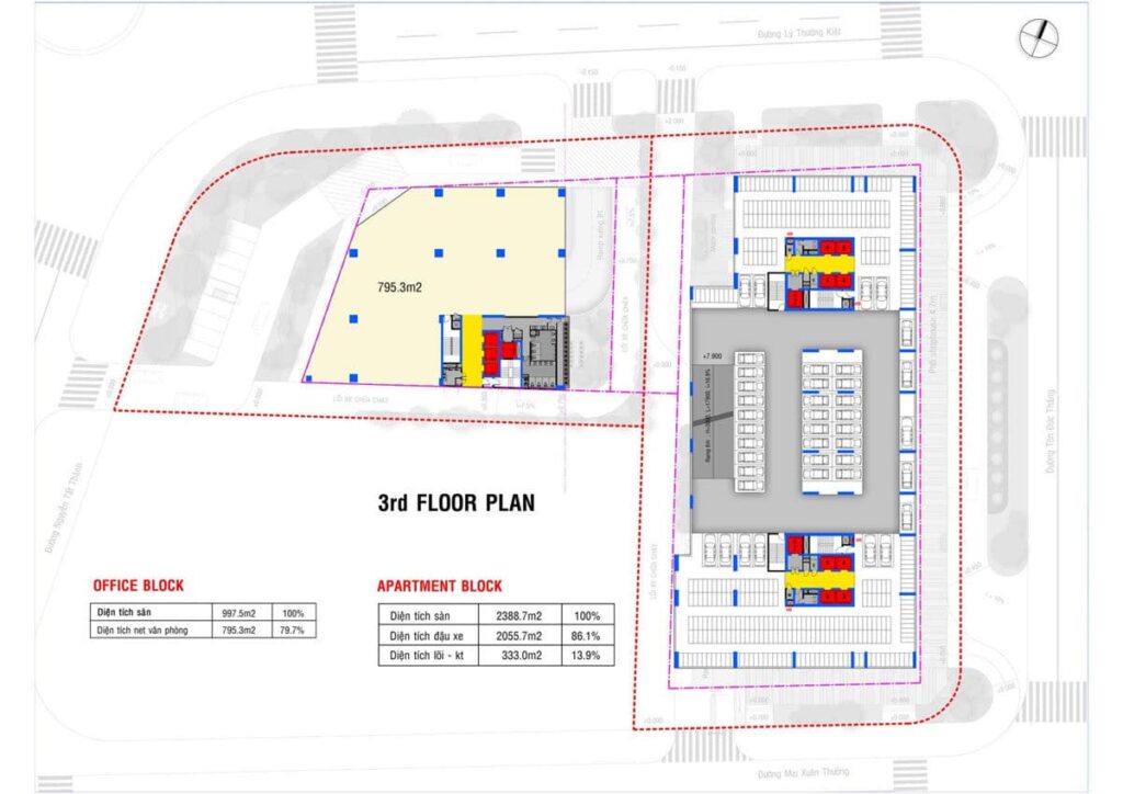 Mặt bằng Tầng 3 Dự án Căn hộ Grand Center Quy Nhơn