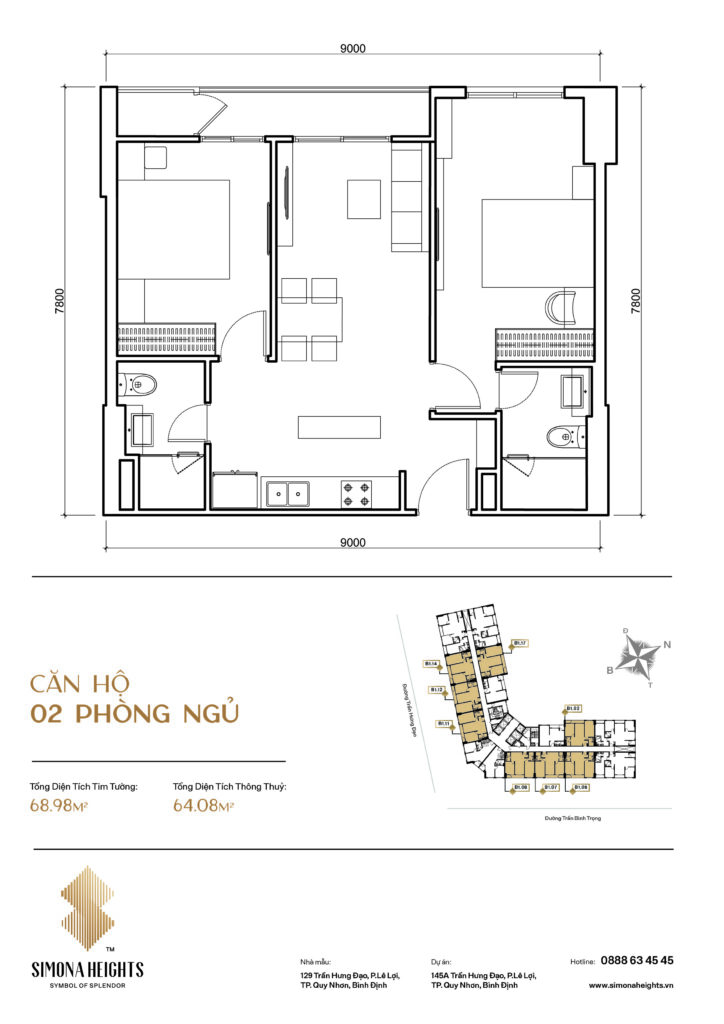 Căn hộ 2pn simona heights